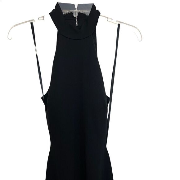 Aqua Black Exposed Back Halter Neck Evening Gown Dress - Picture 5 of 12